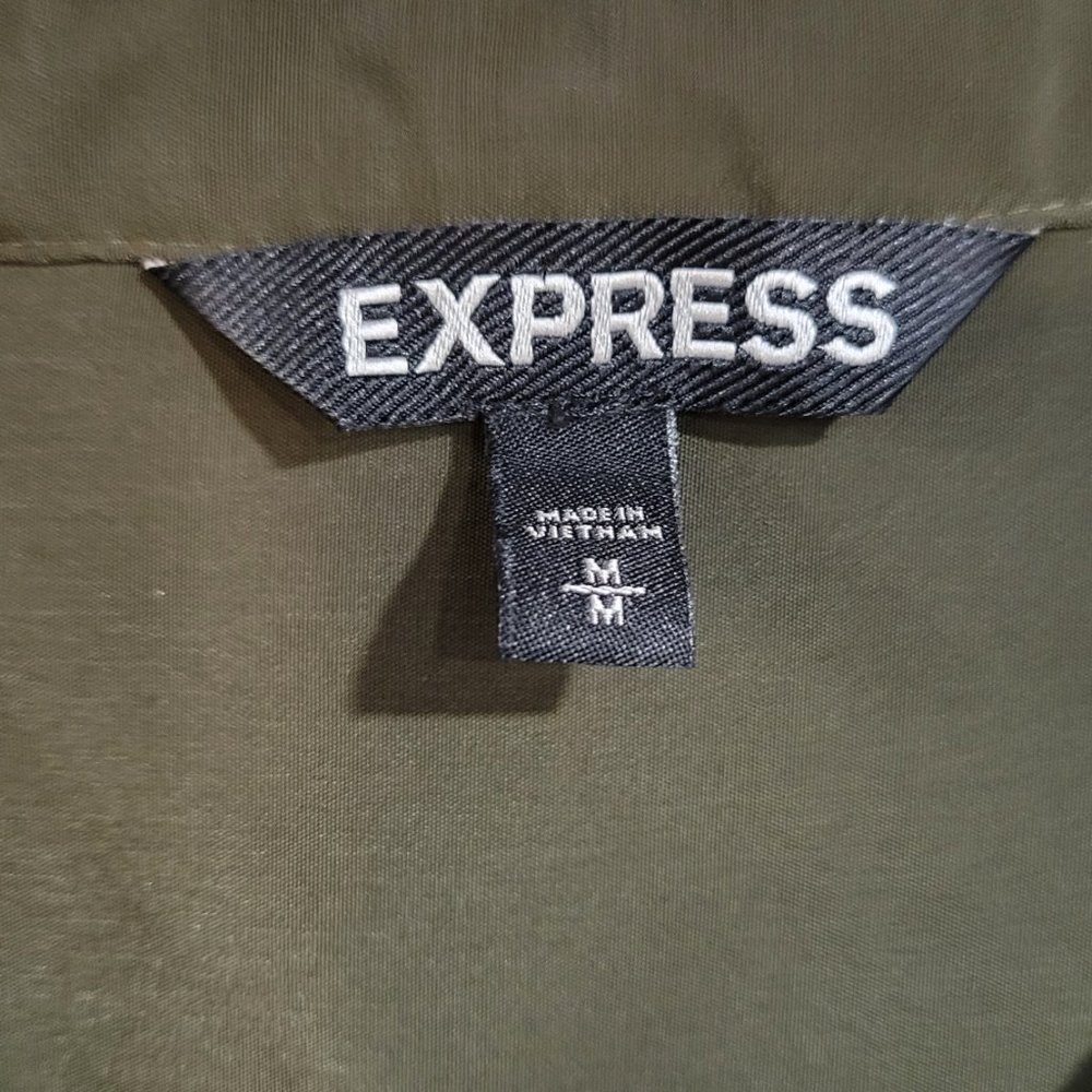 Express Olive Green Military Shirt Dress - Medium - Picture 6 of 10